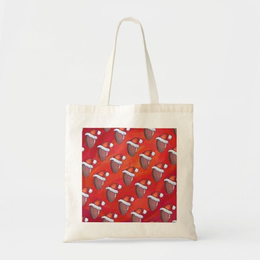 Football in Santa Hat op rood Tote Bag (Voorkant)