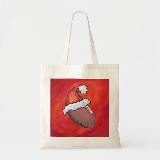 Football in Santa Hat op rood Tote Bag (Voorkant)