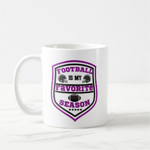 Football is mijn favoriete seizoen Logo Paarse zwa Koffiemok