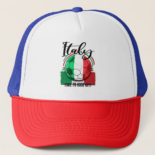 Football Italië Vlag,  Italië Vlag Trucker Pet (Voorkant)