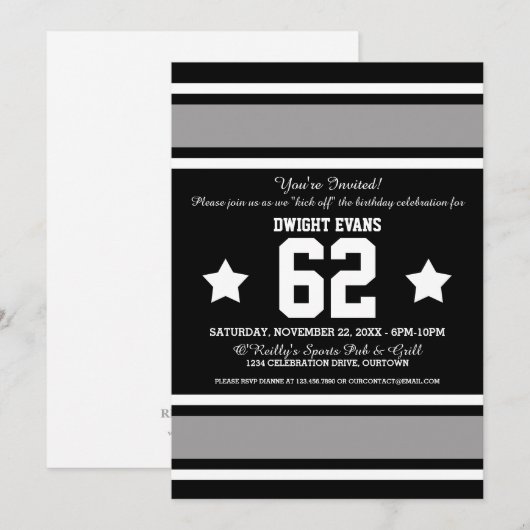 Football Jersey Black|Silver Party-uitnodigingen Kaart