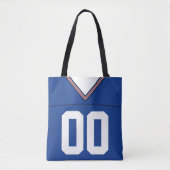 Football Jersey, blauw, naam en nummer Sjabloon Tote Bag (Voorkant)