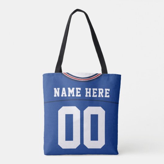 Football Jersey, blauw, naam en nummer Sjabloon Tote Bag (Achterkant)