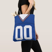 Football Jersey, blauw, naam en nummer Sjabloon Tote Bag (Dichtbij)