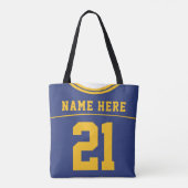 Football Jersey, blauw, naam en nummer Sjabloon Tote Bag (Achterkant)