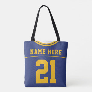 Football Jersey, blauw, naam en nummer Sjabloon Tote Bag