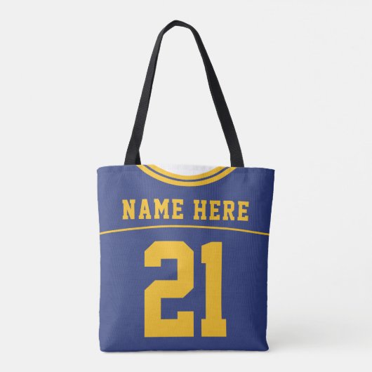 Football Jersey, blauw, naam en nummer Sjabloon Tote Bag (Achterkant)