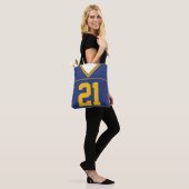 Football Jersey, blauw, naam en nummer Sjabloon Tote Bag (Op model)