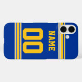 Football Jersey Blue met Yellow Name Number Case-Mate iPhone Case (Achterkant (horizontaal))