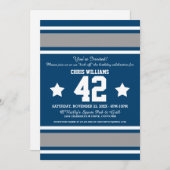 Football Jersey Blue|Silver Party-uitnodigingen Kaart (Voorkant / Achterkant)
