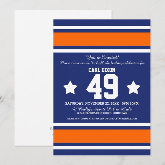 Football Jersey Blue|Uitnodigingen van de Oranje P Kaart (Voorkant / Achterkant)