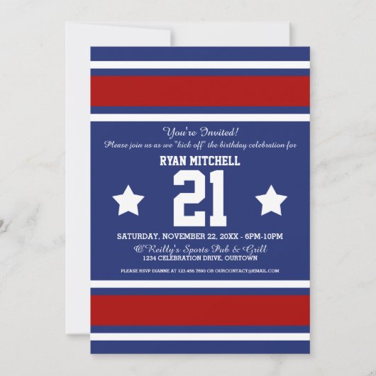 Football Jersey Blue|Uitnodigingen van de Rode Par Kaart (Voorkant)