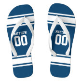 Football Jersey Blue|Wit Gepersonaliseerd Teenslippers (Voetbed)