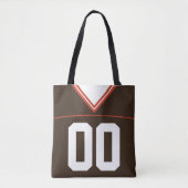 Football Jersey, bruin, naam & nummer Sjabloon Tote Bag (Voorkant)