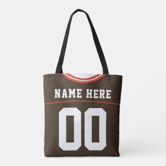 Football Jersey, bruin, naam & nummer Sjabloon Tote Bag