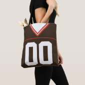 Football Jersey, bruin, naam & nummer Sjabloon Tote Bag (Dichtbij)