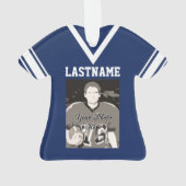 Football Jersey Donkerblauw uniform met foto Ornament (achterkant)