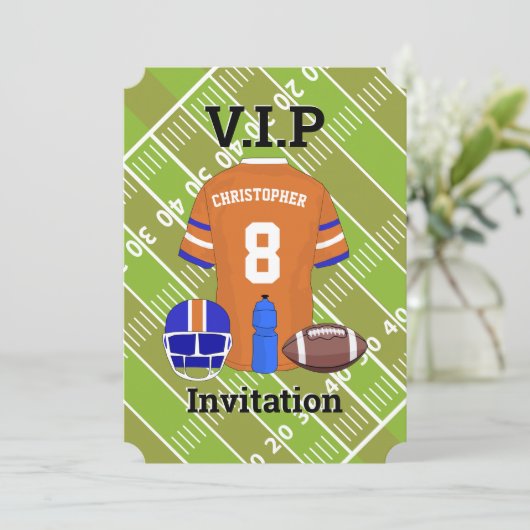 Football Jersey en pitch Verjaardagsfeest sinaasap Kaart (Staand voorkant)