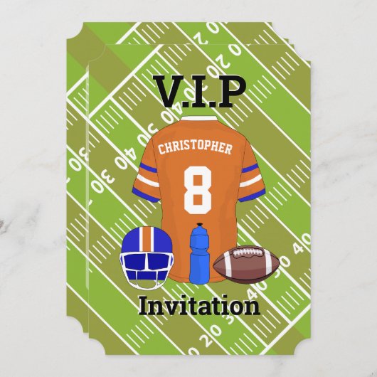 Football Jersey en pitch Verjaardagsfeest sinaasap Kaart (Voorkant / Achterkant)