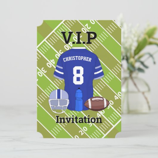 Football Jersey en pitch Verjaardagsfeestje RB Kaart (Staand voorkant)