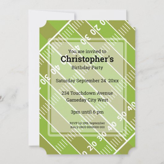 Football Jersey en pitch Verjaardagsfeestje RB Kaart (Achterkant)