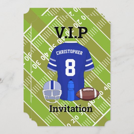 Football Jersey en pitch Verjaardagsfeestje RB Kaart (Voorkant / Achterkant)