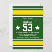 Football Jersey Green|Yellow Party Invitations Kaart (Voorkant)