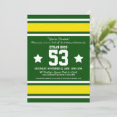 Football Jersey Green|Yellow Party Invitations Kaart (Staand voorkant)