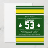 Football Jersey Green|Yellow Party Invitations Kaart (Voorkant / Achterkant)
