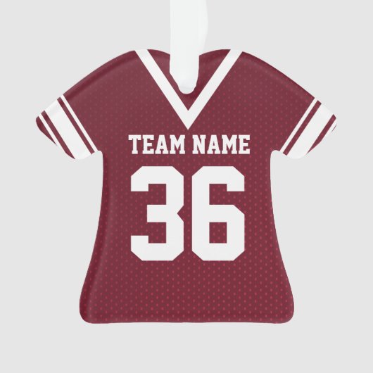 Football Jersey Maroon Uniform met Foto Ornament (voorkant)