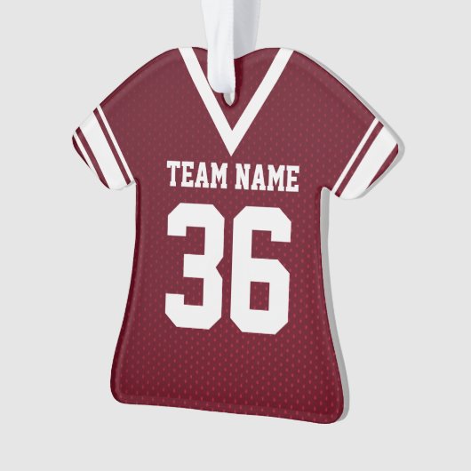 Football Jersey Maroon Uniform met nummer Ornament (voorkant)