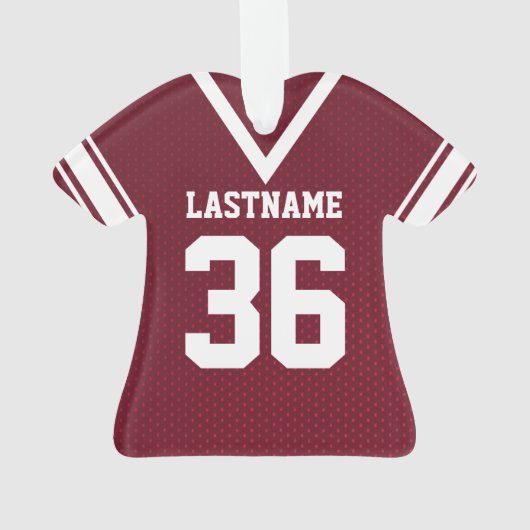 Football Jersey Maroon Uniform met nummer Ornament (achterkant)