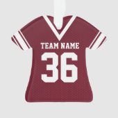 Football Jersey Maroon Uniform met nummer Ornament (voorkant)