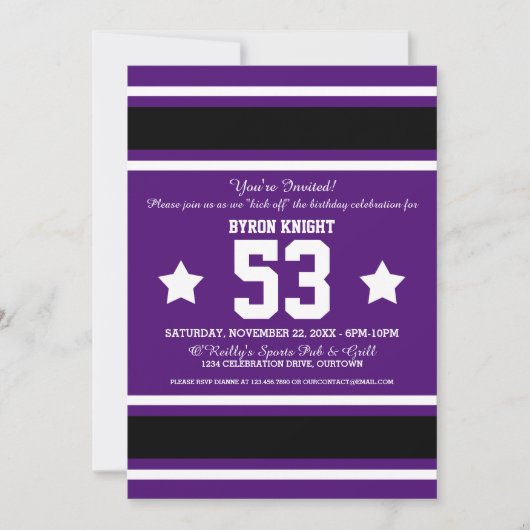 Football Jersey Paars|Uitnodigingen van de Zwarte  Kaart (Voorkant)