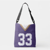 Football Jersey, Paarse aangepaste naam en nummer Crossbody Tas (Voorkant)