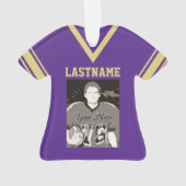 Football Jersey Paarse Gouden Uniform met Foto Ornament (achterkant)