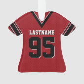 Football Jersey Rood en Zwart Uniform met Nummer Ornament (achterkant)