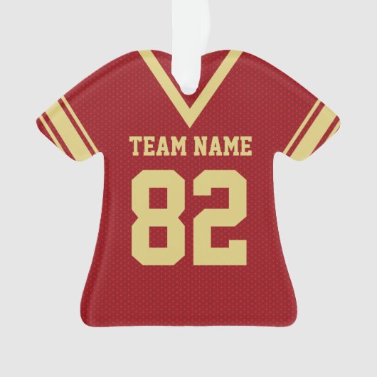 Football Jersey Rood Goud Uniform met Foto Ornament (voorkant)