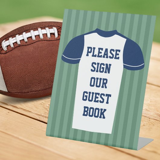 Football Jersey Sportspel Dag Wedding Guestbook Reclamebord Met Voetstuk