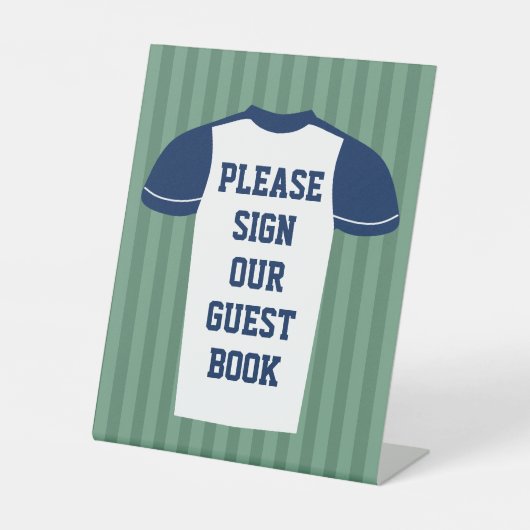 Football Jersey Sportspel Dag Wedding Guestbook Reclamebord Met Voetstuk (Voorkant)