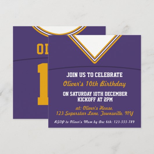 Football Jersey Thaise Uitnodiging Sjabloon (Voorkant / Achterkant)