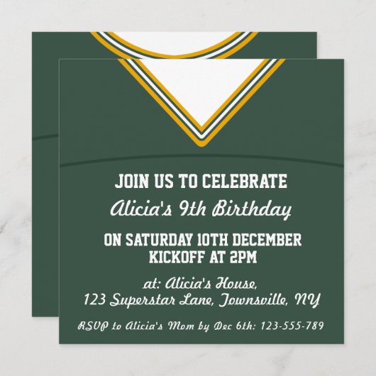 Football Jersey Thleot Party Invite Sjabloon, LAX Kaart (Voorkant / Achterkant)