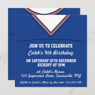Football Jersey Thleot Party Invite Sjabloon, LAX Kaart