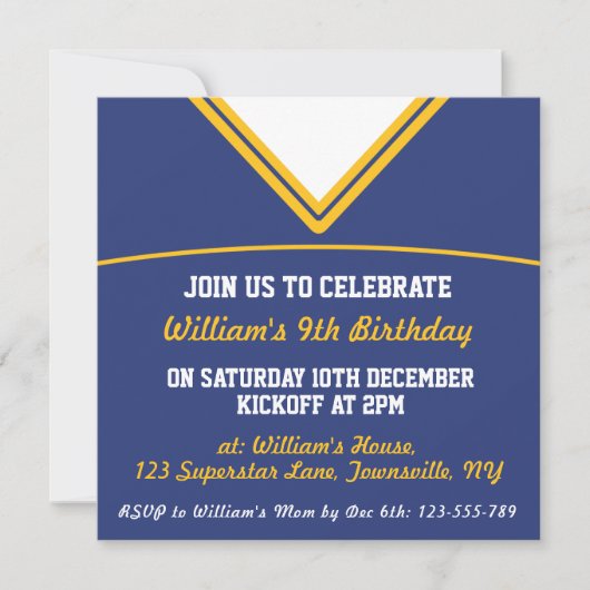 Football Jersey Thleot Party Invite Sjabloon, LAX Kaart (Voorkant)