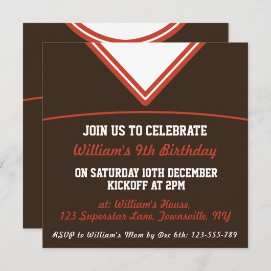 Football Jersey Thleot Party Invite Sjabloon, LAX Kaart (Voorkant / Achterkant)