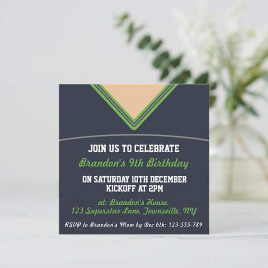 Football Jersey Thleot Party Invite Sjabloon, LAX Kaart