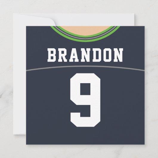 Football Jersey Thleot Party Invite Sjabloon, LAX Kaart (Achterkant)