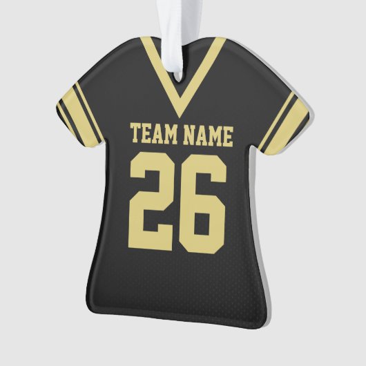 Football Jersey Zwart Goud Uniform Ornament (voorkant)