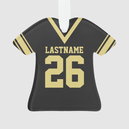 Football Jersey Zwart Goud Uniform Ornament (achterkant)