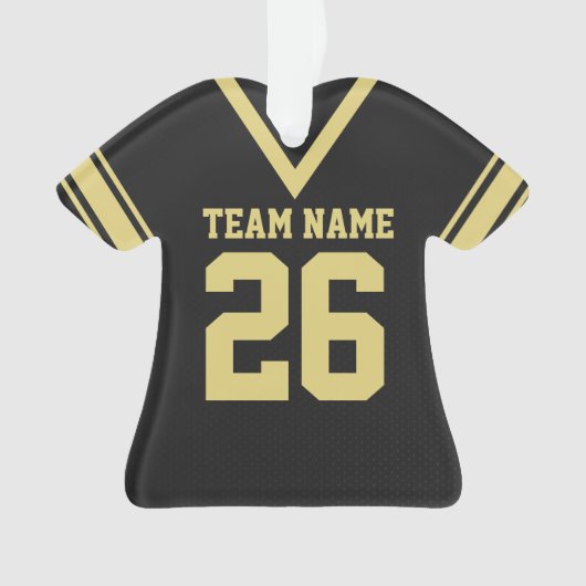 Football Jersey Zwart Goud Uniform Ornament (voorkant)